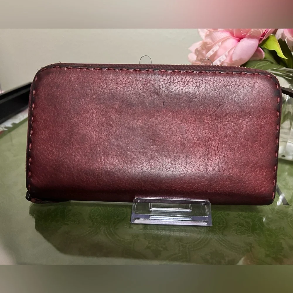 Fendi Selleria Deep Burgundy Leather Wallet
